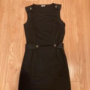 Women's Black Strapless Office Dress With Clasps